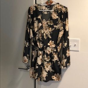 Floral jumpsuit with long bell sleeves